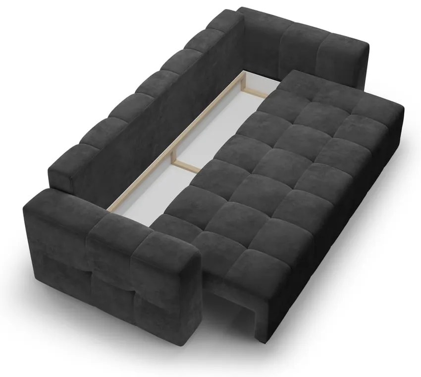 Ciemnoszara aksamitna rozkładana sofa Milo Casa Luca
