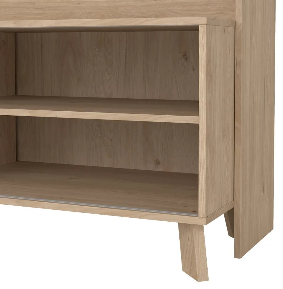 Biało-naturalny zestaw pod TV w dekorze dębu 159x181x48 cm Ikast – Tvilum