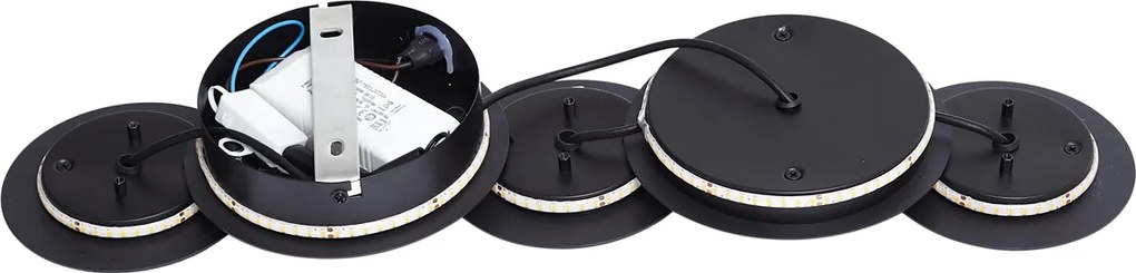 Nowoczesny kinkiet czarny z LED z 3-stopniową regulacją jasności 5-punktowy - Sunrise