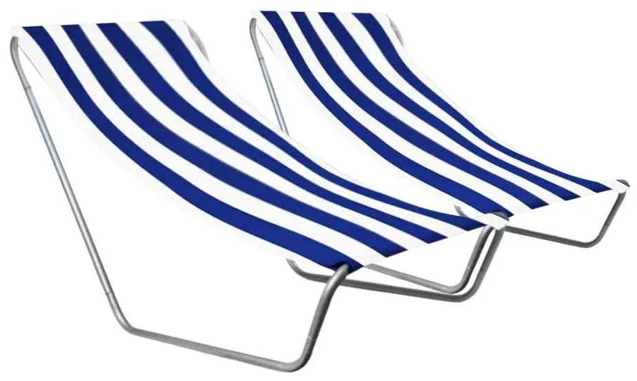 Zestaw 2 sztuk składanych leżaków plażowych SAND, niebieskie pasy