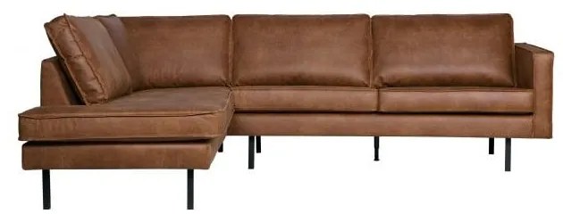 Brązowy narożnik z imitacji skóry BePureHome Rodeo, lewostronny