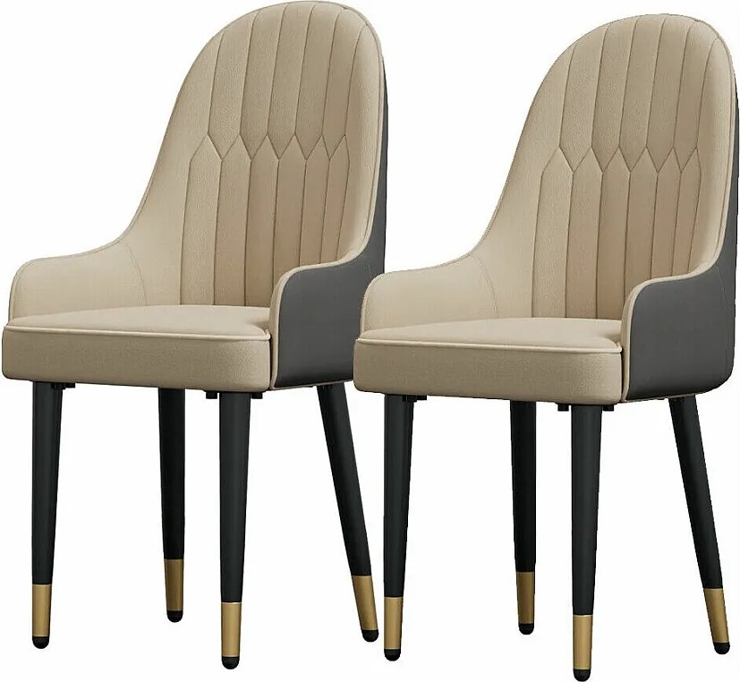 Krzesła do jadalni zestaw 2 wygodnych krzeseł kuchennych fotele przy stole jadalnym ze skóry 52x49x90cm - Kremowe białe