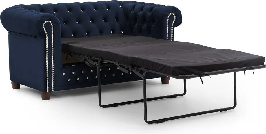 Niebieska aksamitna rozkładana sofa 148 cm York Blik – Ropez