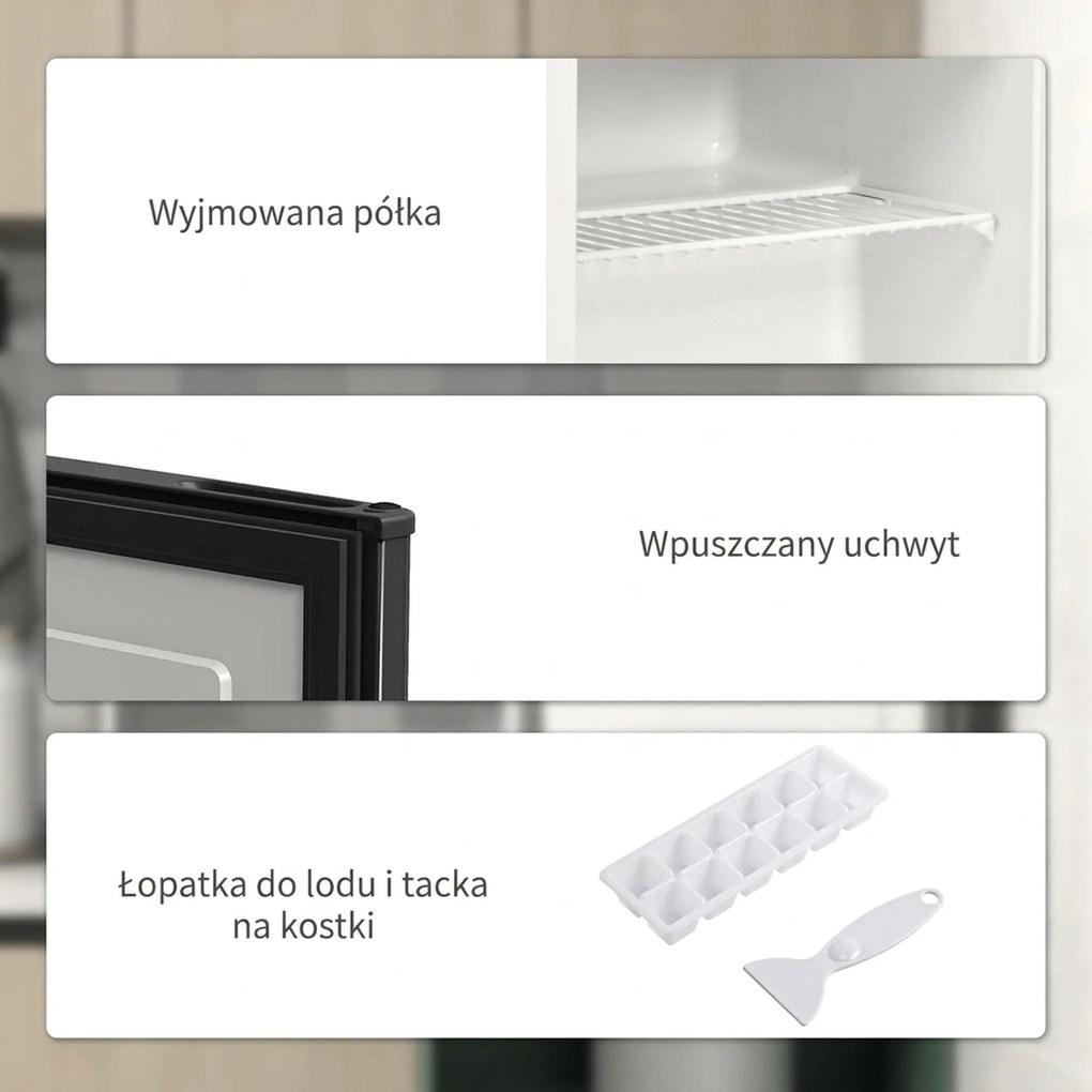 HOMCOM Mini Zamrażarka 35 L, elektryczna, wolnostojąca, 45 W, mini skrzynia mroźnicza, 47 x 44,2 x 48,8 cm, Czarna
