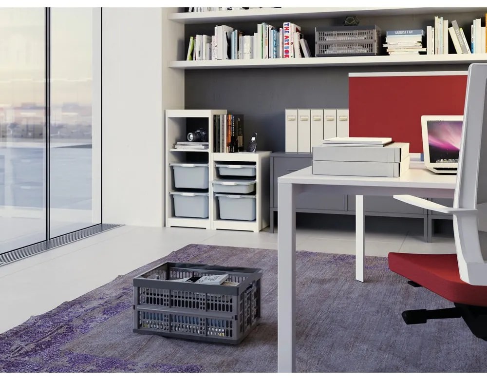 Szary plastikowy pojemnik 47,5x34,5x23,5 cm Folding Crate – KIS