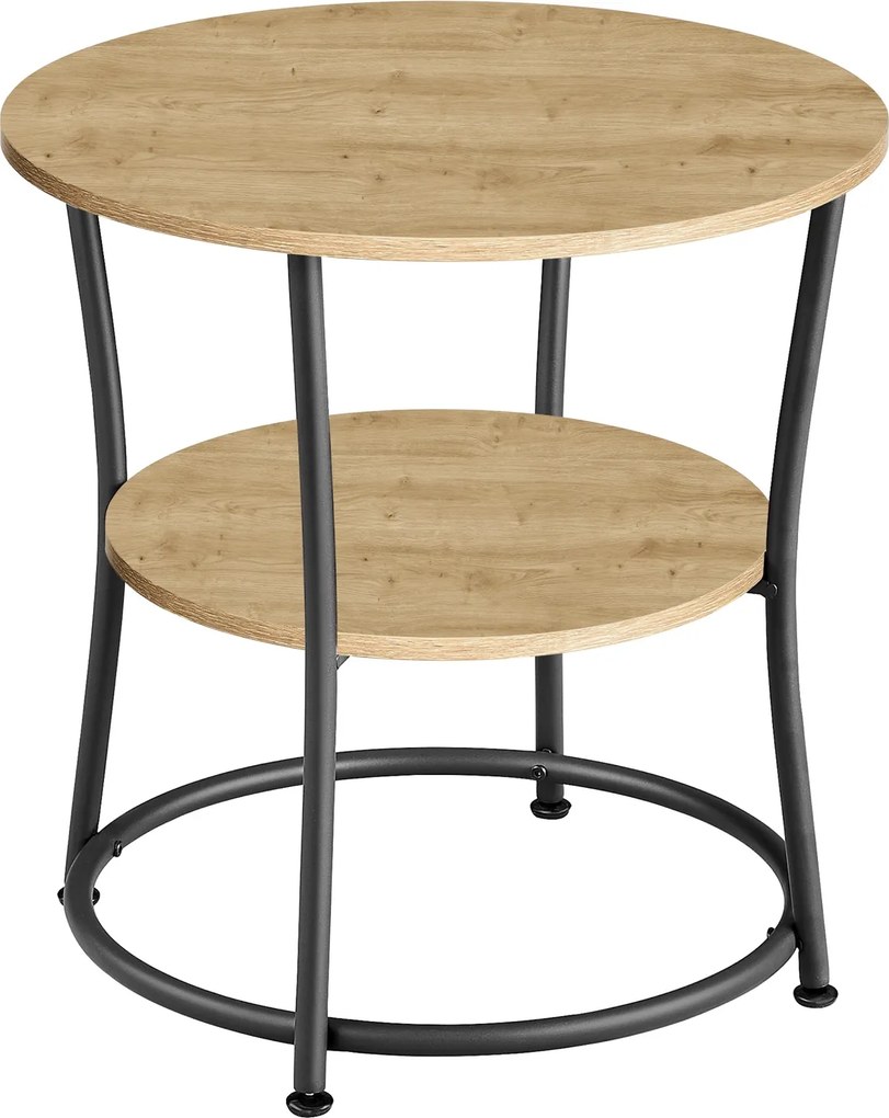 Stolik kawowy okrągły 54 cm loft z półką Faro 01, dąb artisan