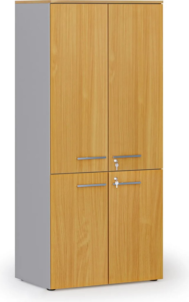 Szafa biurowa pół-drzwi PRIMO GRAY, 800 x 500 x 1781 mm, szary/buk