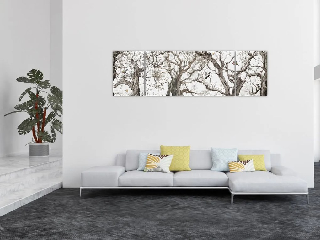 Obraz - Wzór lasu, rysunek (170x50 cm)