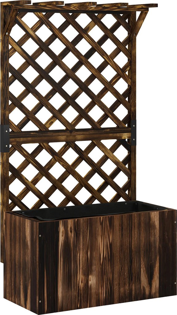 Outsunny Skrzynia uprawna z kratownicą, drewniana skrzynia na kwiaty, ogrodowa kratownica 64 x 33 x 122 cm Opalony | Aosom PL