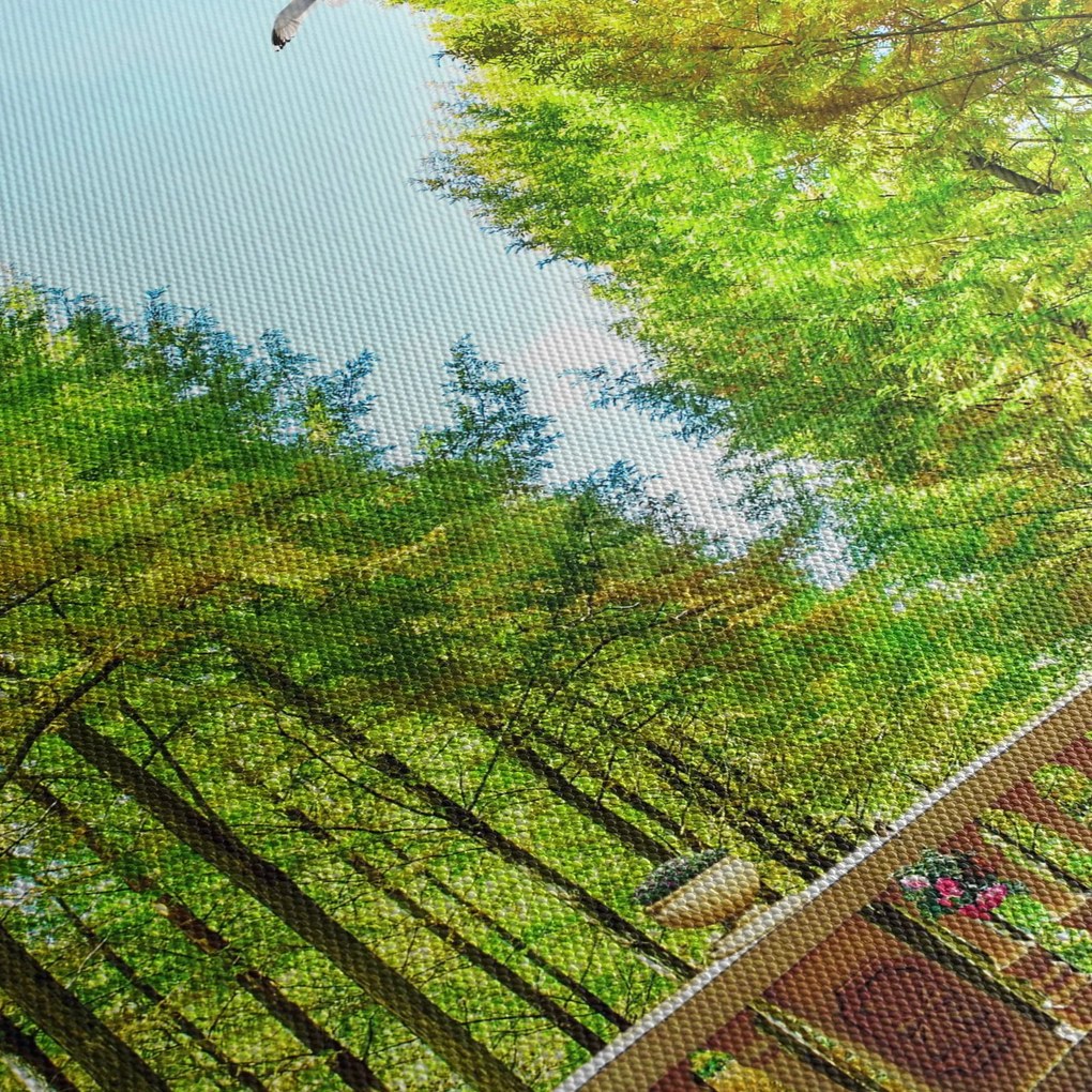 Obraz - Widok na las (z zegarem) (90x30 cm)