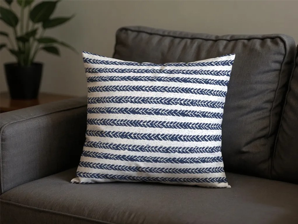 Bawełniana poszewka na poduszkę NAVYSTA POLY 45x45 cm, niebiesko-biała