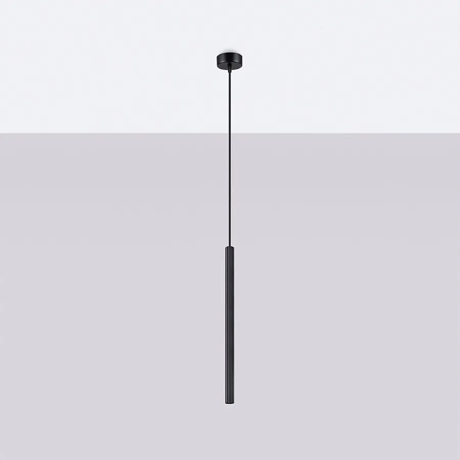 Lampy wiszące nowoczesny Elara, stal - 1 źródło światła 4000K - L.8 x H.120 cm - czarny
