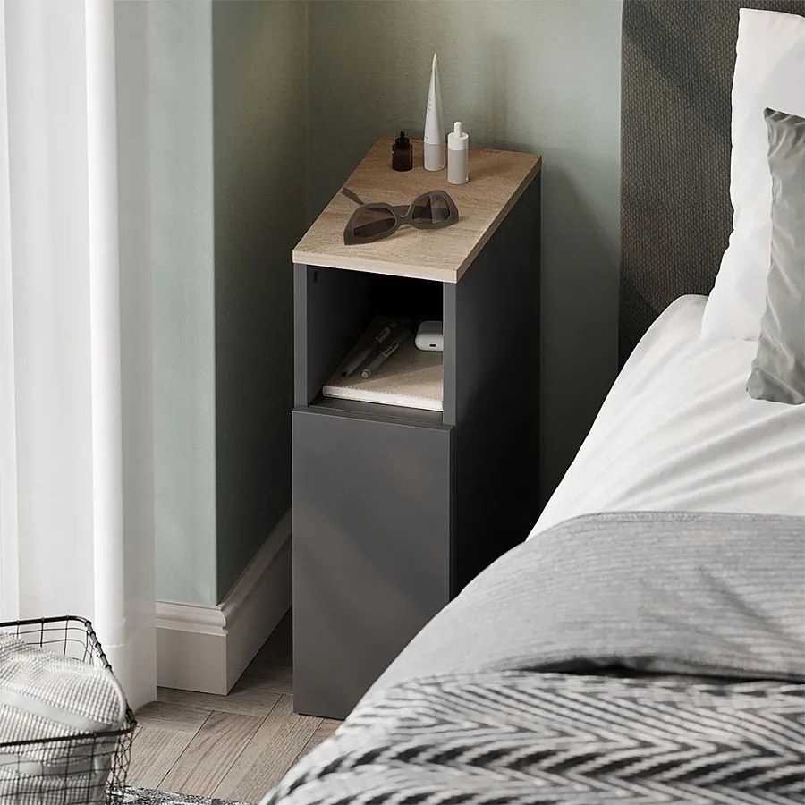 Stolik nocny antracyt/sonoma 20x35x59.5 enton