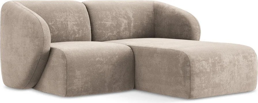 Jasnobrązowy narożnik z tkaniny szenilowej (prawostronny/z szezlongiem) Lani – Makamii