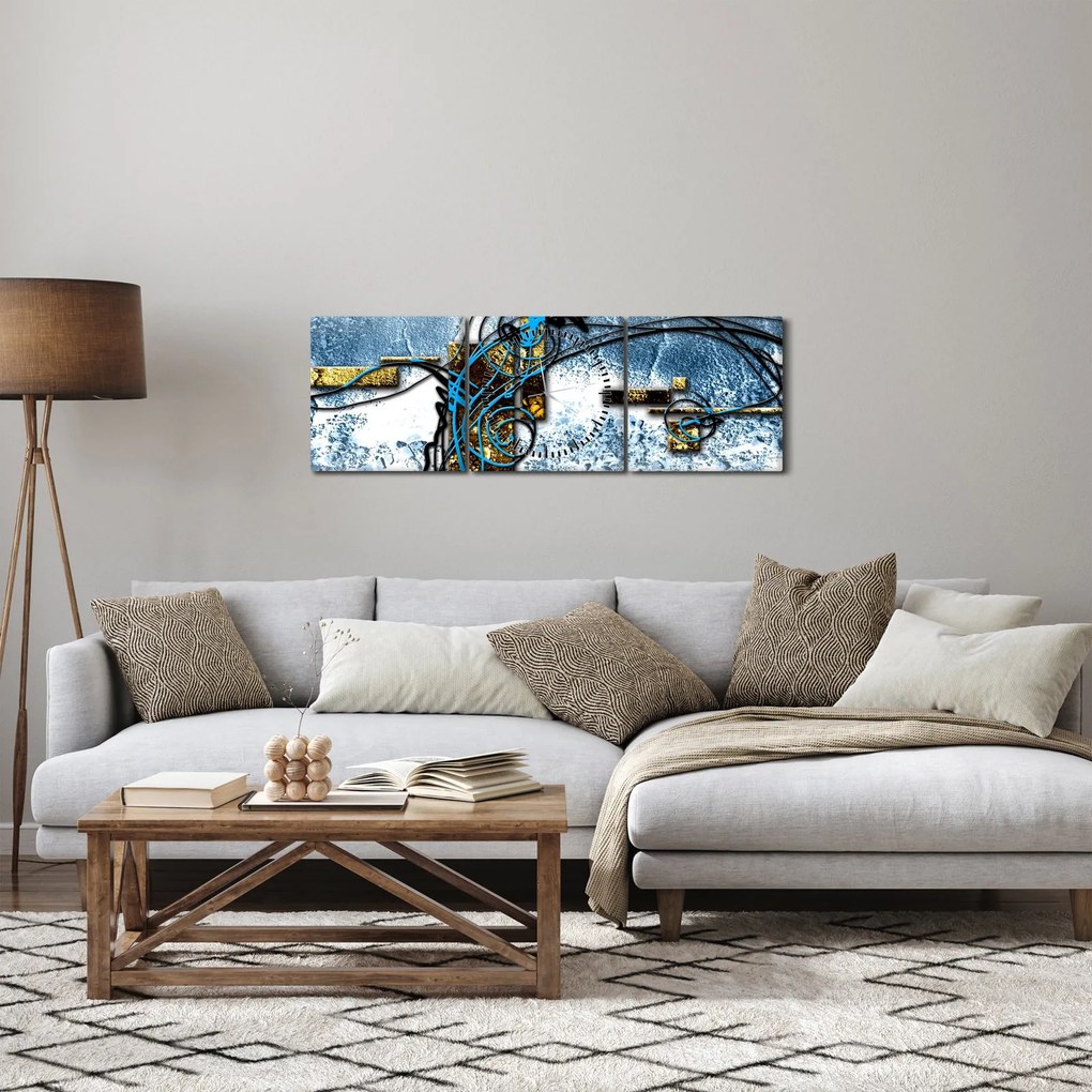 Abstrakcyjny obraz (z zegarem) (90x30 cm)