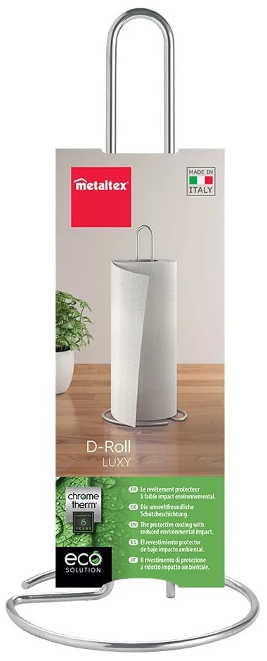 Stalowy stojak na ręczniki papierowe w kolorze srebra z połyskiem ø 14 cm Luxy – Metaltex