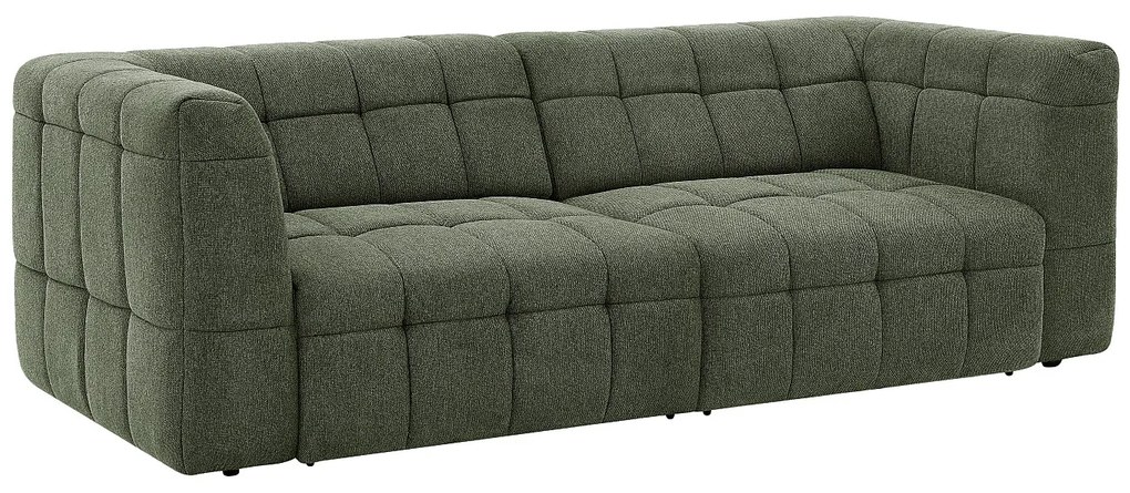 Kanapa 3-osobowa z elektrycznym wysuwanym siedziskiem i zieloną tapicerką - NELOSA