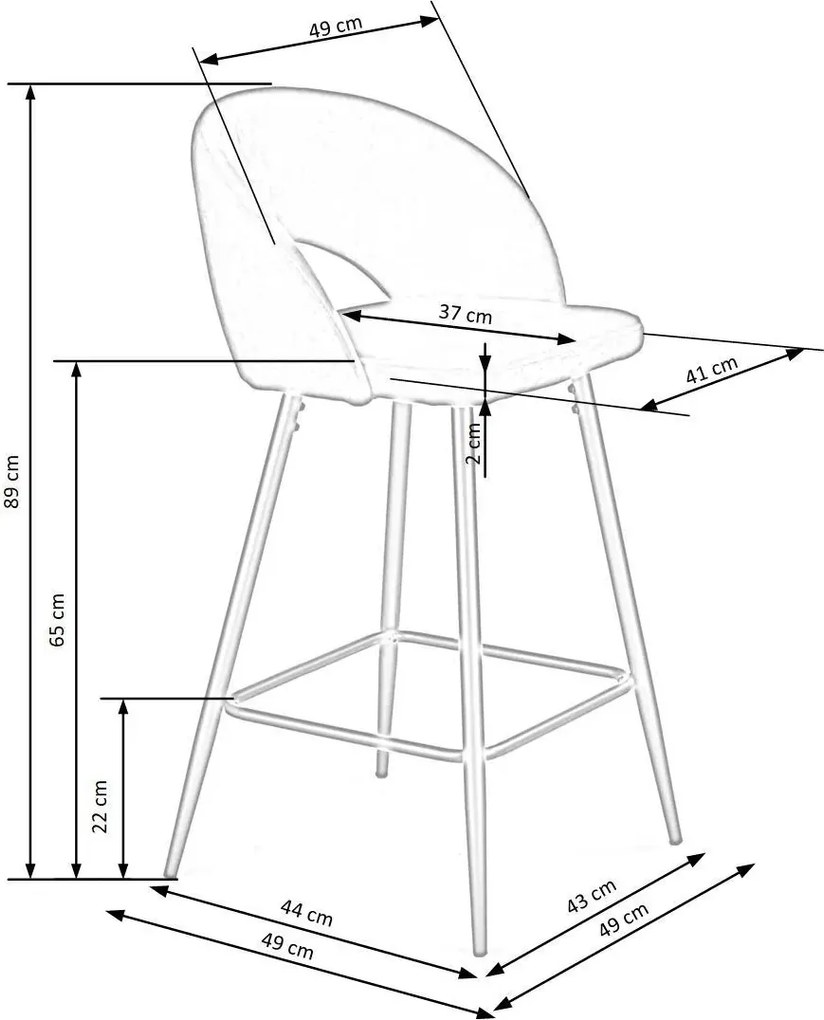 Beżowy welurowy hoker metalowy B7-N41