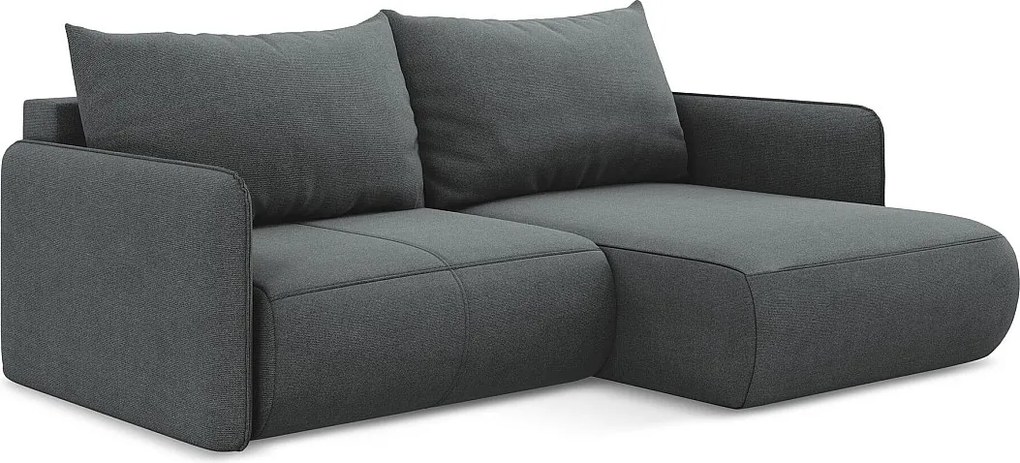 Narożnik prawostronny z funkcją spania - z tkaniny strukturalnej - szary - NANEA