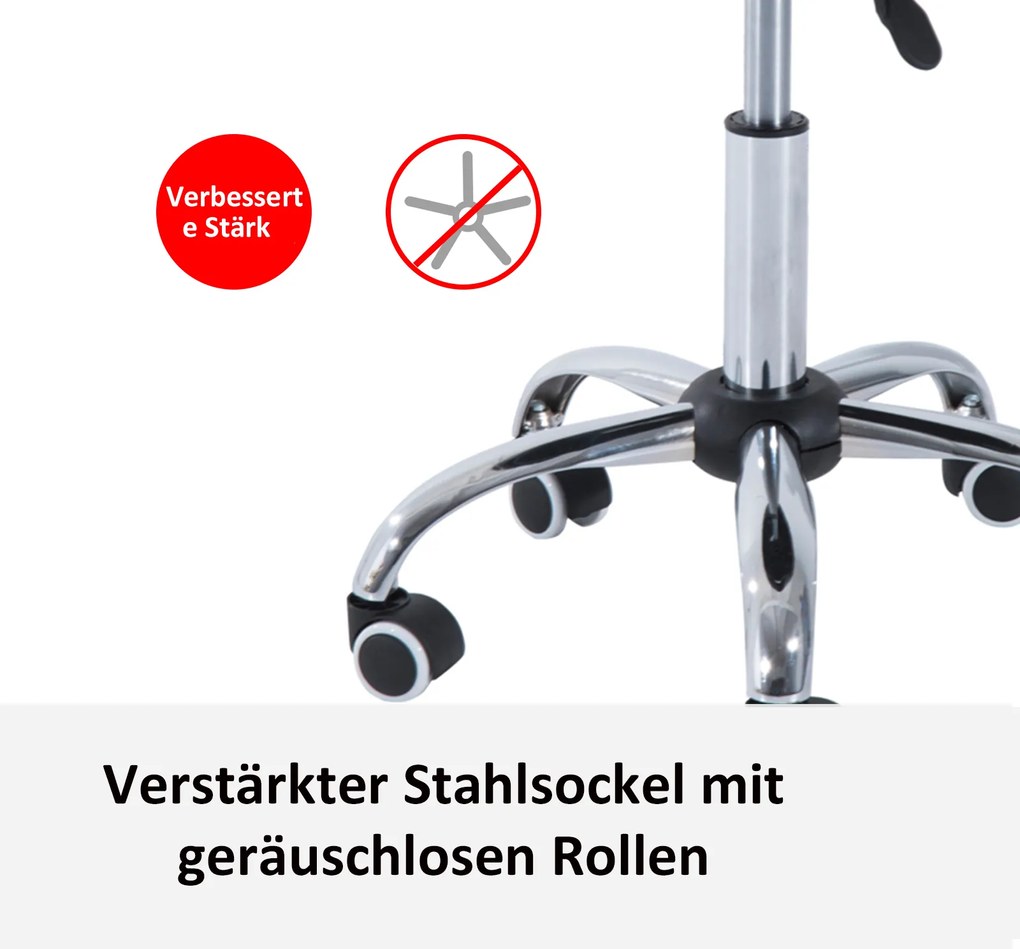 HOMCOM Taboret na kółkach taboret roboczy krzesło obrotowe taboret kosmetyczny z regulacją wysokości czarny