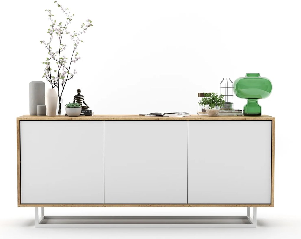 Trzydrzwiowa komoda w stylu loft Apollo 40 dąb wotan/biały