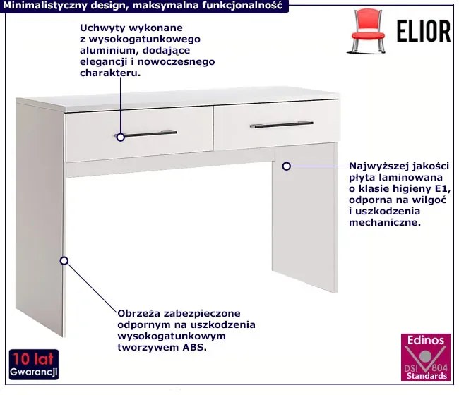 Biała nowoczesna toaletka z szufladami Orso 10x