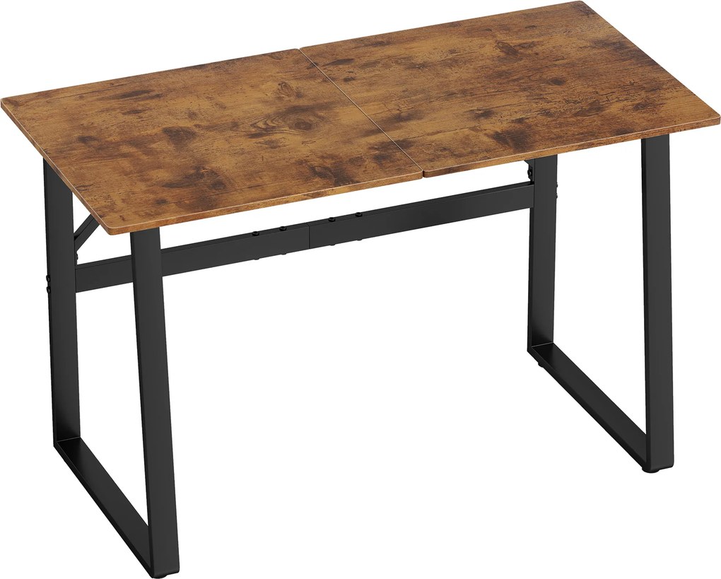 HOMCOM Biurko komputerowe z ramą stalową, biurko biurowe, stół PC 120x60x76cm Rustykalny-Brąz+Czarny | Aosom PL