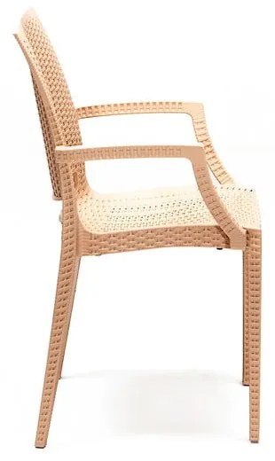 Beżowy zestaw mebli ogrodowych z imitacji rattanu dla 4 osób Rattan – Floriane Garden
