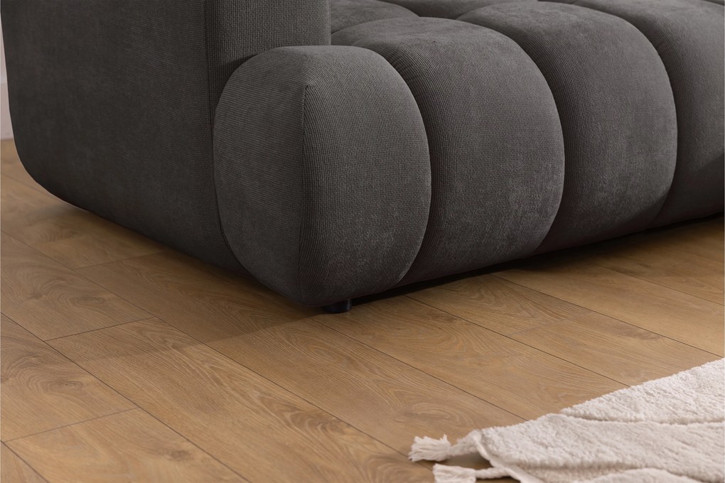 Narożnik Lutario Mini z funkcją spania prawostronny - ciemnoszara plecionka hydrofobowa Venice 2021