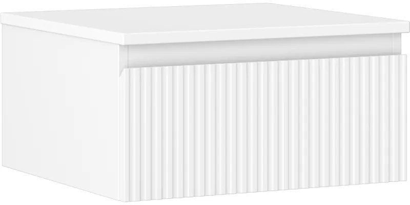 Mexen Rivel szafka łazienkowa podumywalkowa 50 cm z blatem, 1 szuflada, ryflowana , biała mat - 91A20-05023-1-BFC01