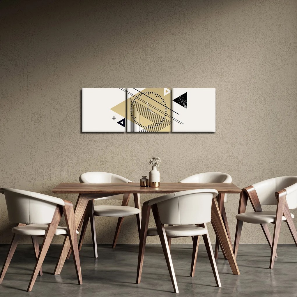 Obraz - Kształty geometryczne N⁰4 (z zegarem) (90x30 cm)