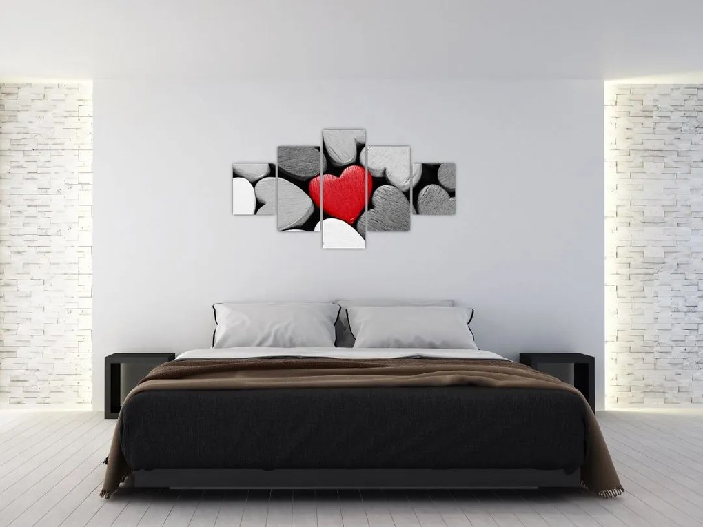 Obraz drewnianych serc (125x70 cm)