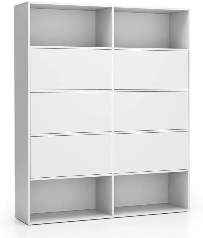 Regał biurowy szeroki LAYERS, 6 schowków, 1582 x 400 x 1905, biały