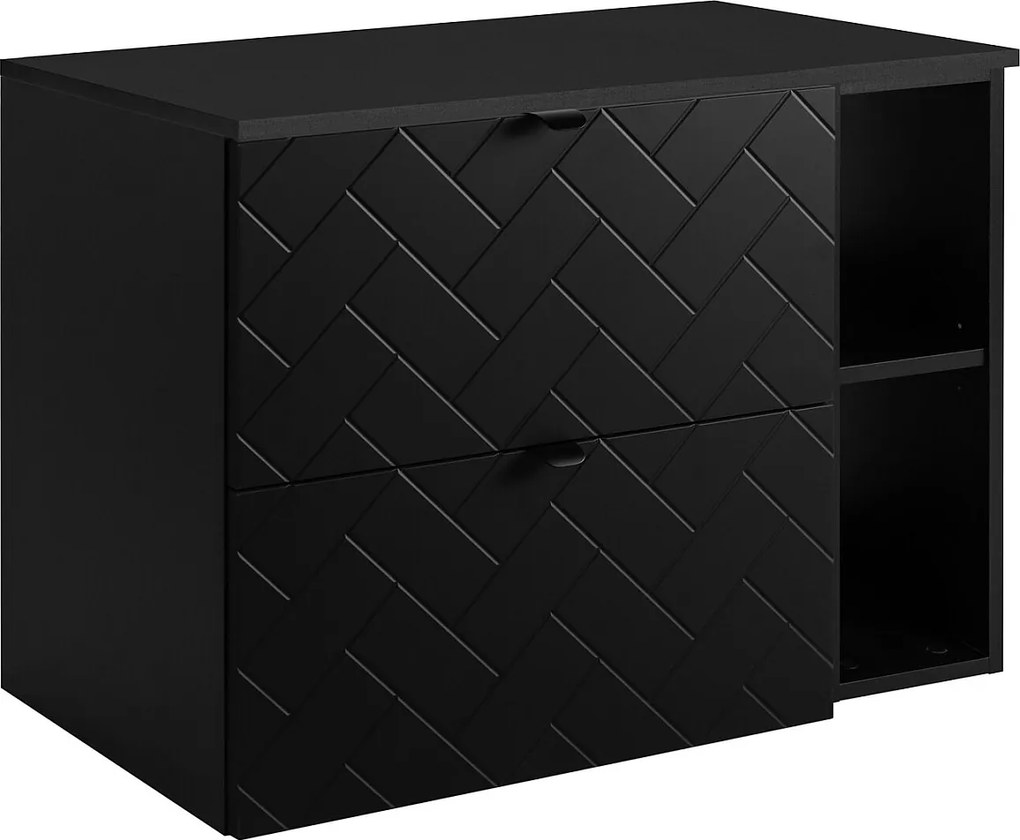 Meble łazienkowe, Czarny Mat, 80 x 57 x 46 cm, uchwyty czarne