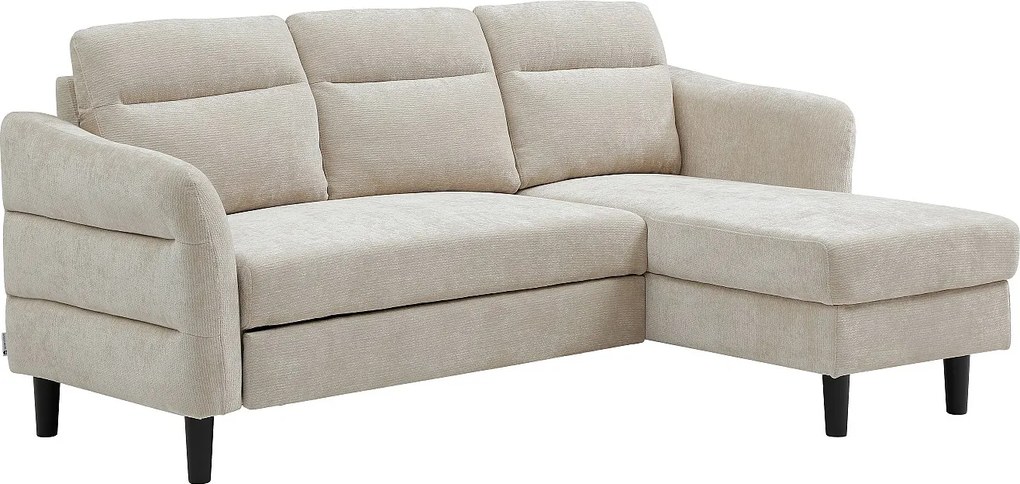 Kanapa narożna rozkładana i uniwersalna w teksturowanej tkaninie w kolorze beżowym VANERSI