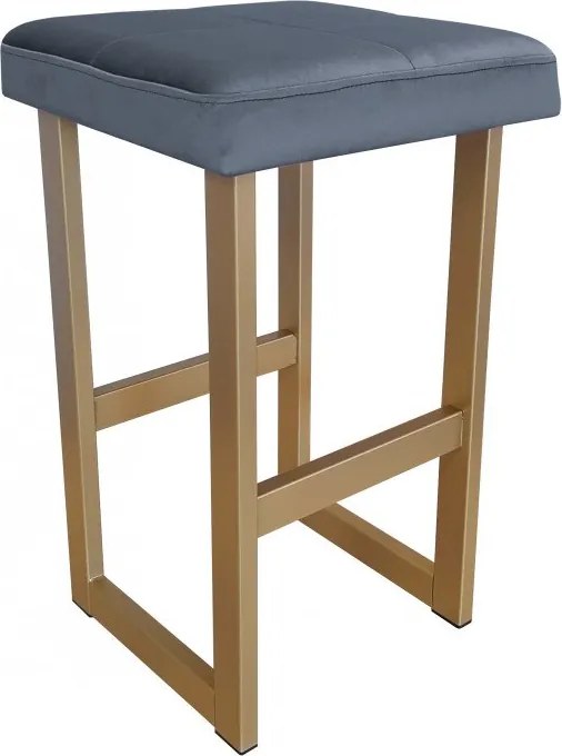 Hoker ALEX krzesło barowe tkanina Welur podstawa metalowa : Kolor Stelaża - Złoty, Kolor tkaniny - VELVET - BL14, Wysokość - 75 cm