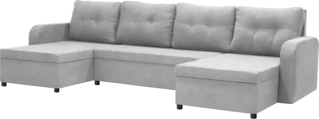 Narożnik U z funkcją spania BERLIN Jasny szary