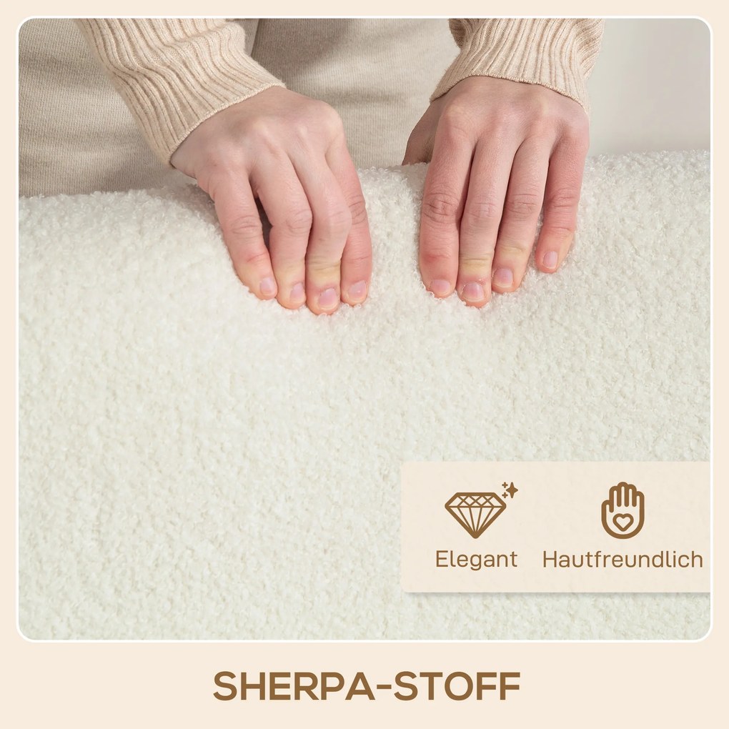 Elegancki Fotel HOMCOM w Skandynawskim Stylu z Tkaniną Sherpa, Kremowy