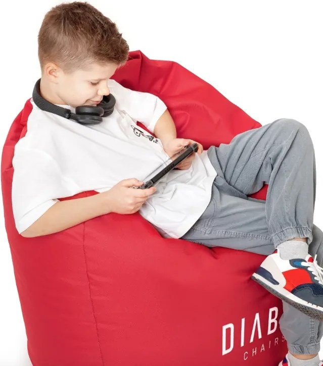 Dziecięca pufa gamingowa z granulatem Diablo Chairs, czerwona