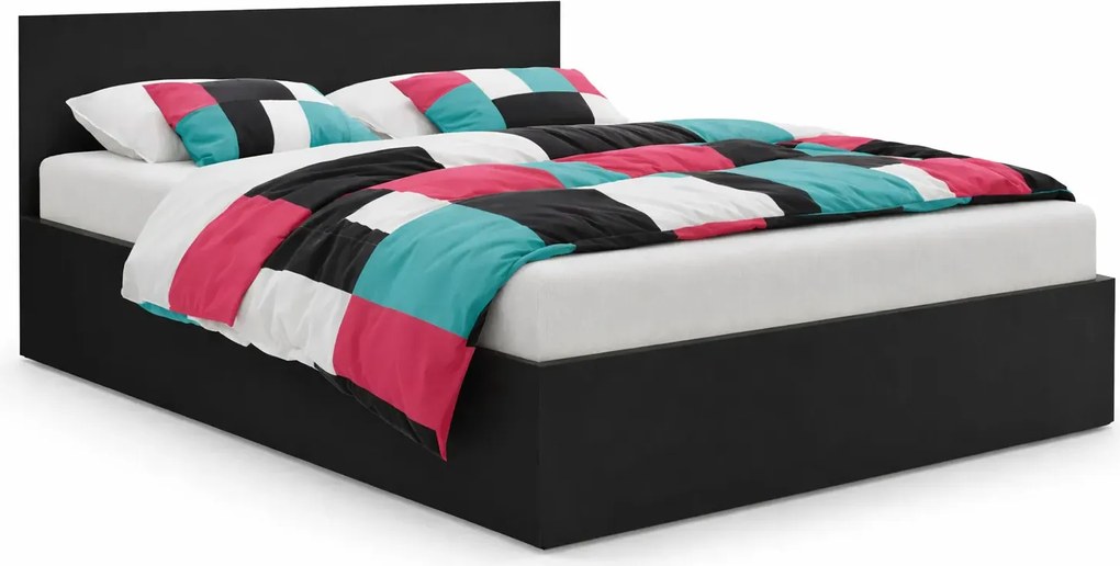 Czarne łóżko z materacem i pojemnikiem 120x200 H5-A37