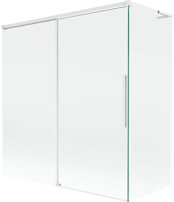 Mexen Rox L parawan nawannowy 2-skrzydłowy rozsuwany 150 + 70 x 150 cm, transparent, biały - 8C9L-150-070-20-00