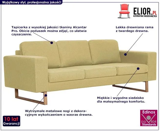 Elegancka trzyosobowa sofa Williams 3X - zielona