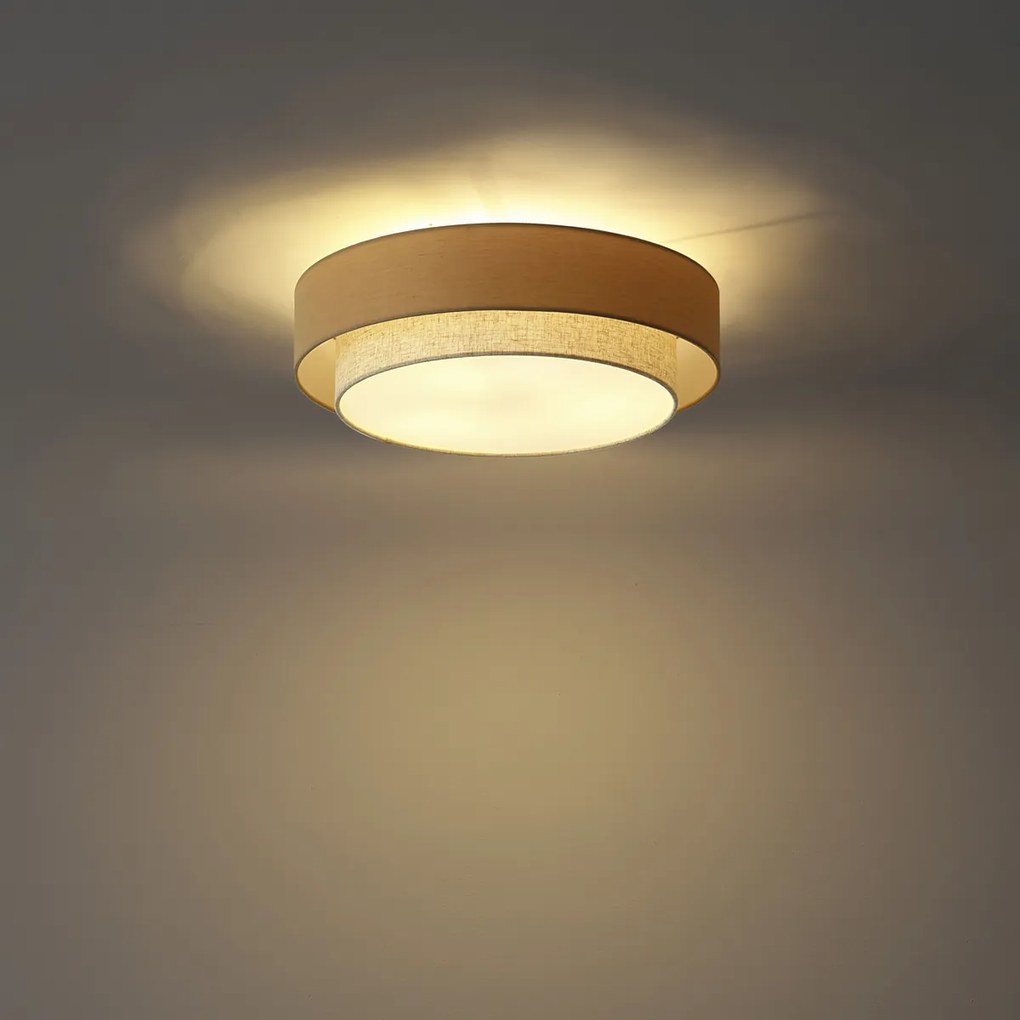 Nowoczesna lampa sufitowa beżowa 50 cm 3-źródła światła - Drum Duo