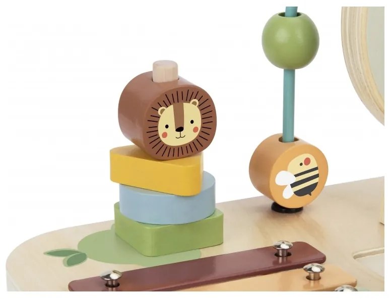 Woopie green drewniany stolik edukacyjny muzyczny labirynt sensoryczny 5w1
