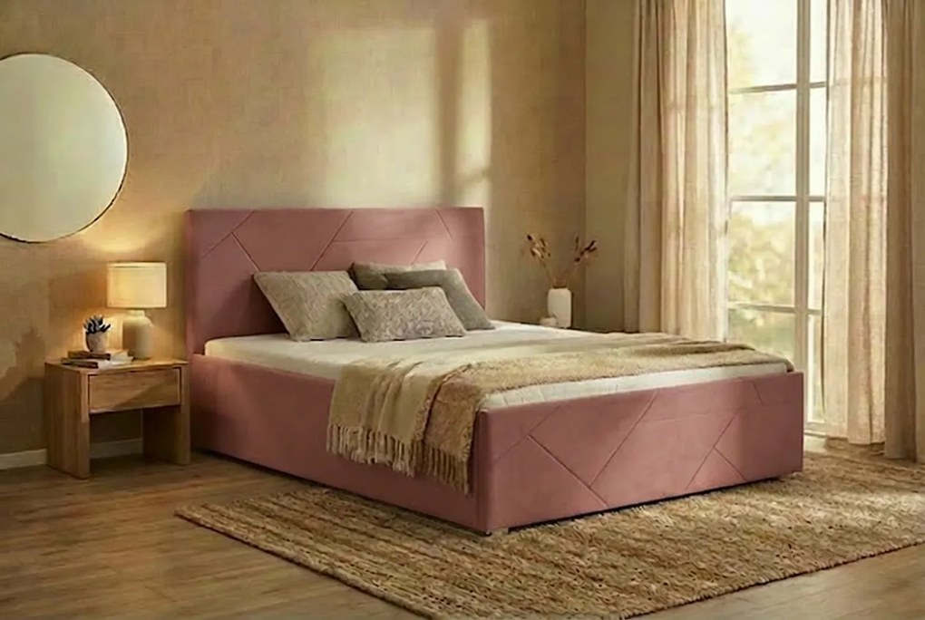 Łóżko TONY 120x200 cm Różowy Z materacem