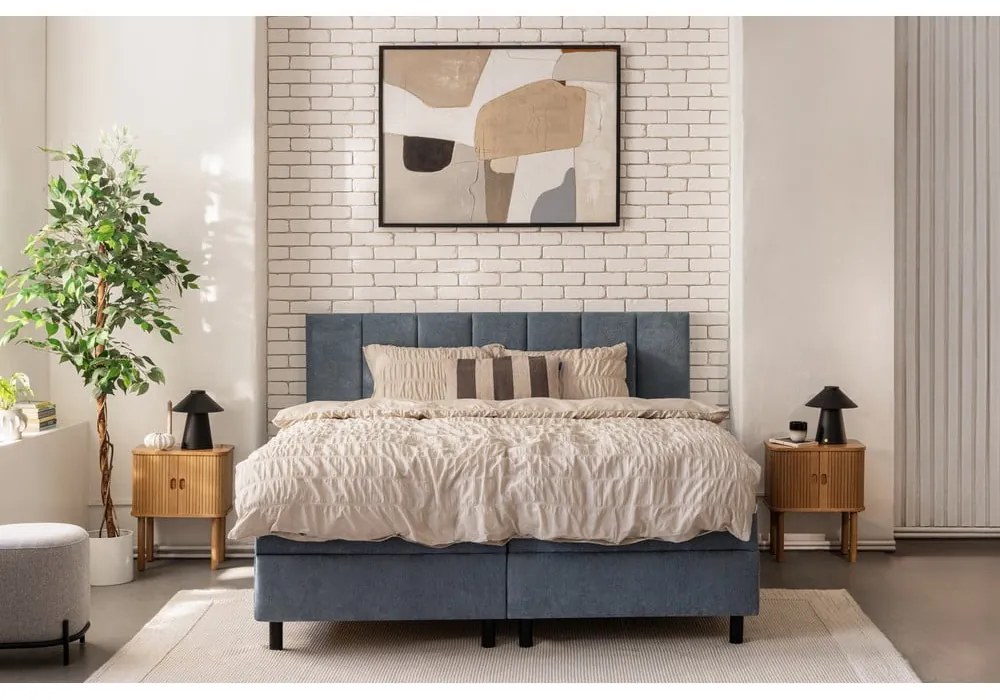 Niebieskie łóżko kontynentalne ze schowkiem 180x200 cm Elva Bold Line – Bonami Selection