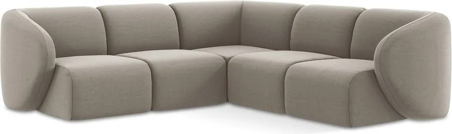 Jasnobrązowy aksamitny narożnik Lani – Makamii