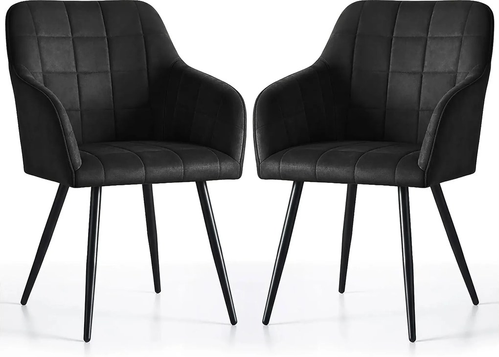 Zestaw 2 czarnych krzeseł tapicerowanych G0-L91