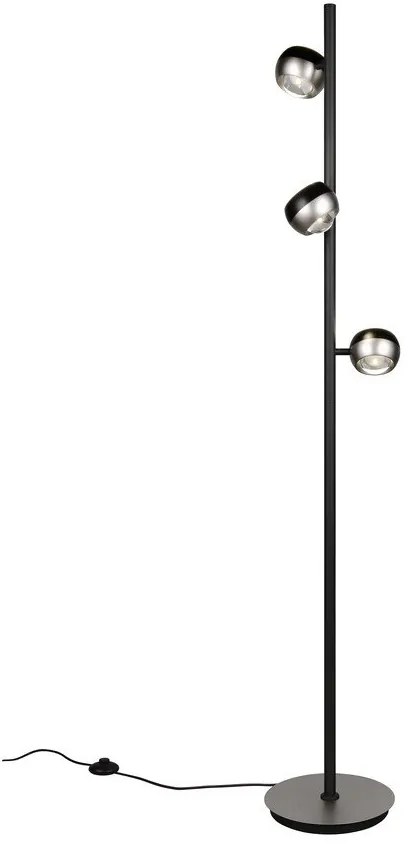 Czarna/w kolorze srebra lampa stojąca LED (wysokość 150 cm) Orbit – Trio Select
