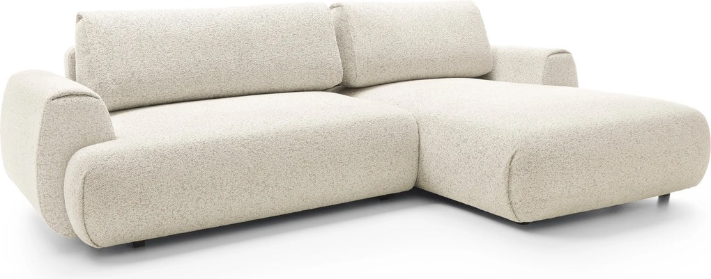 Masseno Narożnik ZEST z funkcją spania i pojemnikiem na pościel Narozniki L, Rozkładana sofa - Kremowy, PUENTE 03